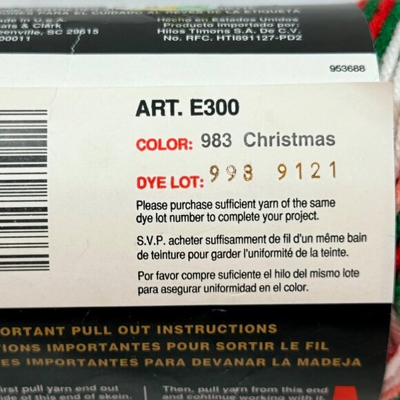 Rare Retired Red Heart Super Saver Color #983 Christmas - Six Skeins Available - Picture 6 of 6